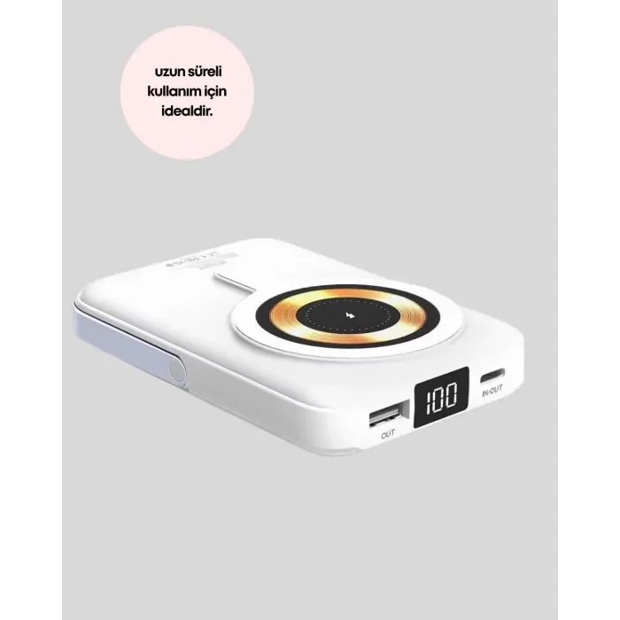 LCD Göstergeli Manyetik Powerbank Type C USB Girişli Yeni Nesil