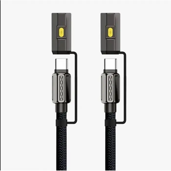 Led Fener Ve Alevsiz Çakmak Fonksiyonlu Type-c Şarj Ve Data Kablosu 120 Cm Siyah