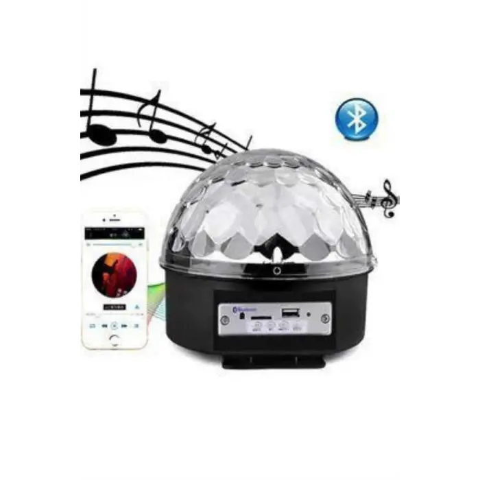 Led Işık Disko Topu Bluetooth Hoparlörlü USB Müzik Çalar Kumandalı