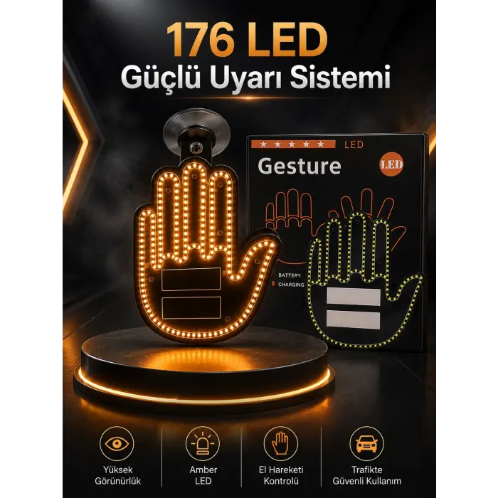 Led Işık El İşareti Araç Camı İçin Uzaktan Kumandalı