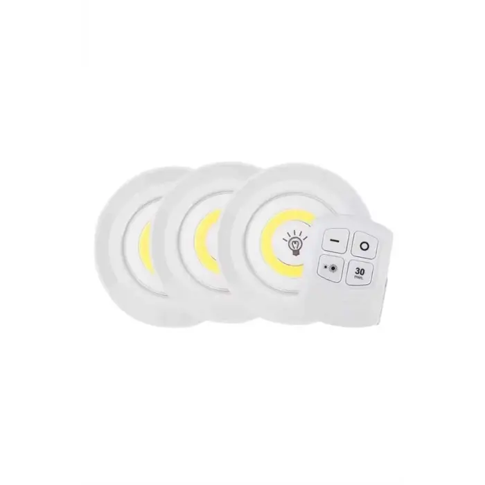 Led Lamba 3lü Uzaktan Kumandalı Yapışkanlı