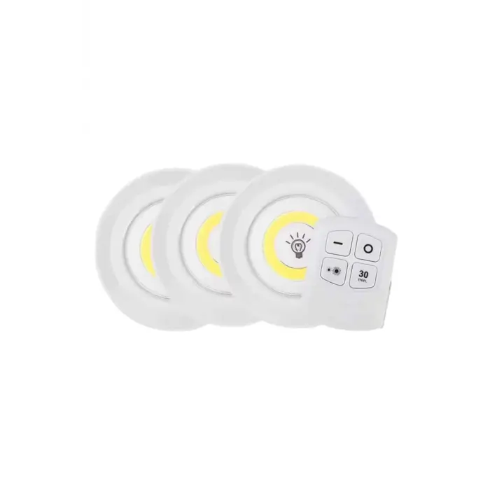 Led Lamba 3lü Uzaktan Kumandalı Yapışkanlı