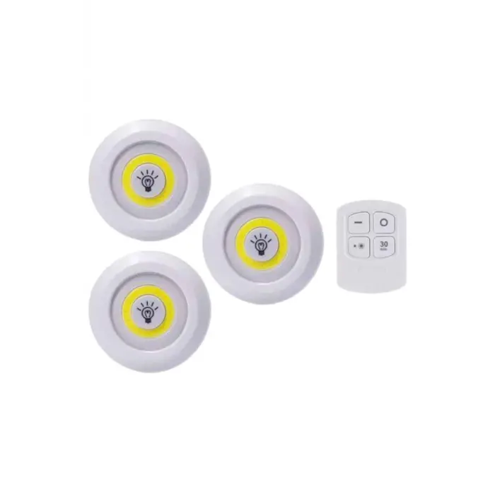 Led Lamba 3lü Uzaktan Kumandalı Yapışkanlı