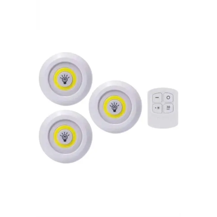 Led Lamba 3lü Uzaktan Kumandalı Yapışkanlı