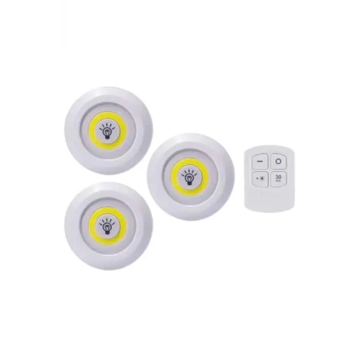 Led Lamba 3lü Uzaktan Kumandalı Yapışkanlı