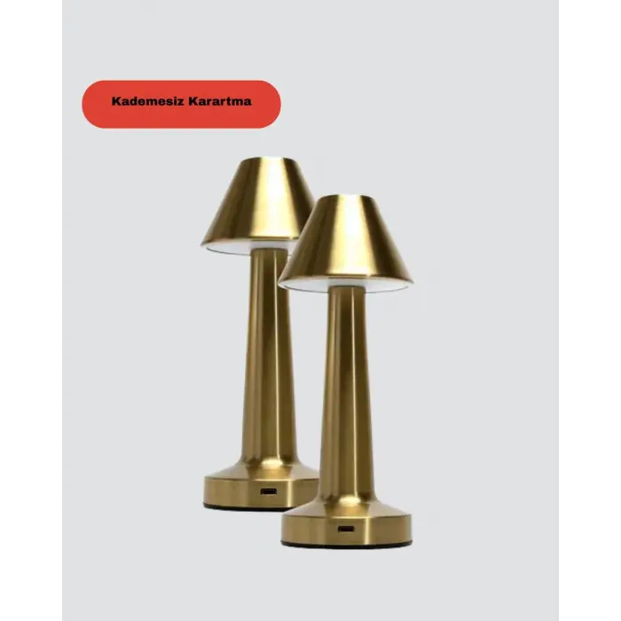 LED Masa Lambası 3 Renk Ayarlı Şarjlı Kablosuz Modern Tasarım