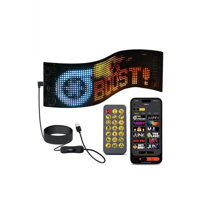 Led Panel Cama Yapışan Telefon Kontrollü Led Ekran Panel 16*64 Led Sayısı