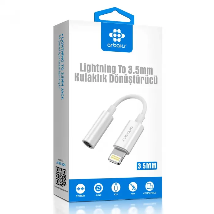 Lightning – 3,5 mm Kulaklık Jakı Adaptörü Arbaks Arb-505