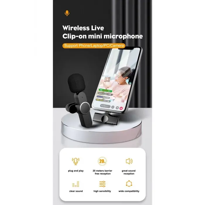 Lightning Girişli Iphone Uyumlu Ikili Kablosuz Yaka Mikrofonu Youtube Facebook Tiktok Vlog
