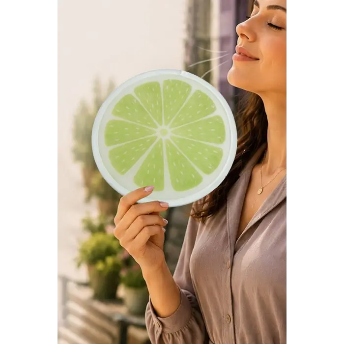 Limon Desenli Kore Yelpaze