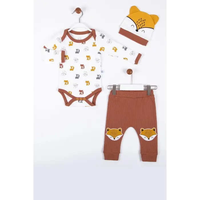 Little Fox Desenli 3lü % 100 Pamuklu Erkek Takım
