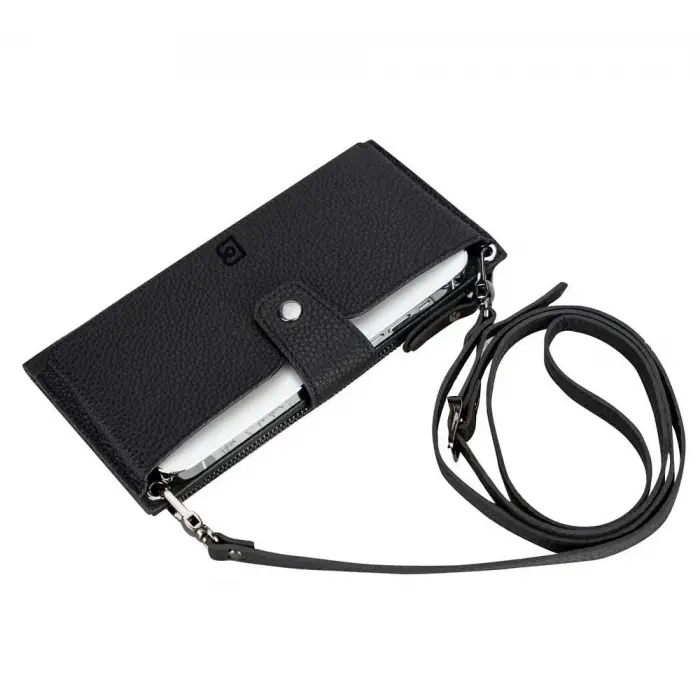 Lozan Strap 6.5 inch Uyumlu Deri Kartlıklı Kılıf ERC1 Siyah