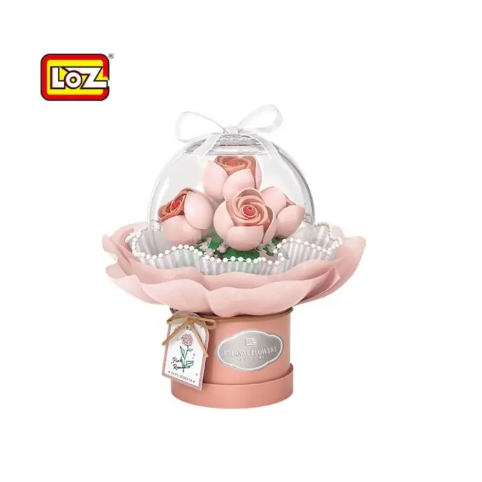 LZ-1298 NessiWorld LEDLİ PEMBE GÜL BUKETİ 285 PARÇA BLOCK OYUNCAK