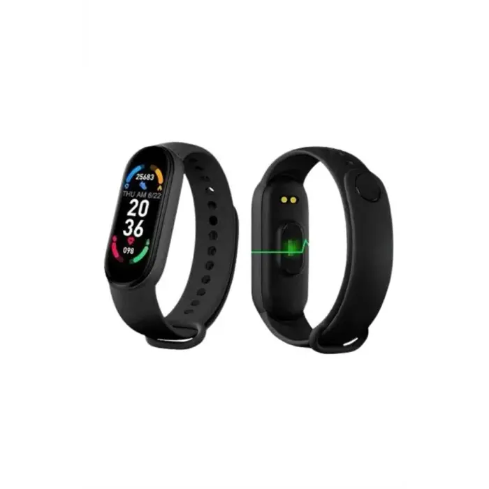 M6 Akıllı Bileklik Siyah Adımsayar Spor Takibi Android ve İOS Uyumlu