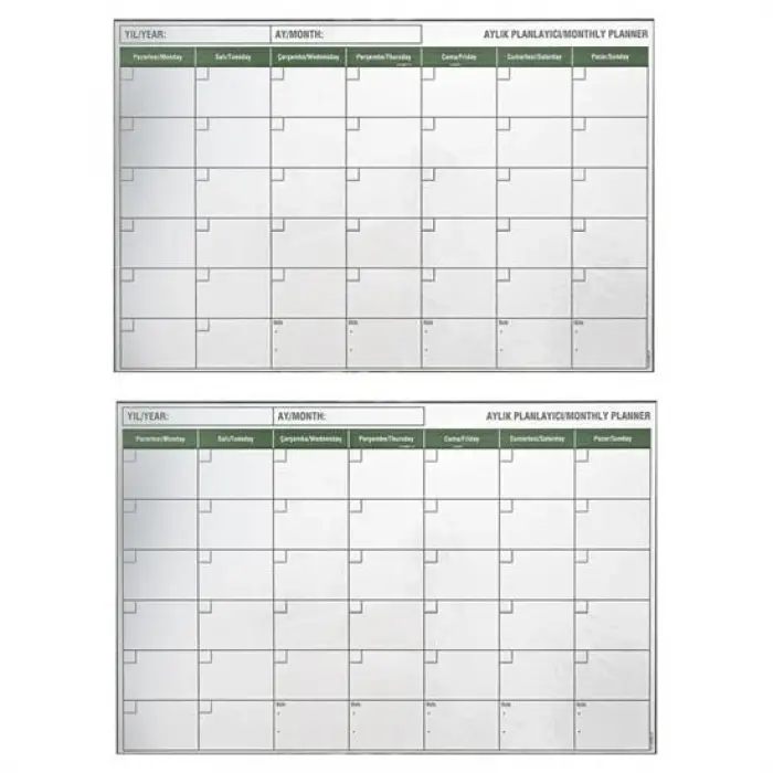 Manyetik Yapışkanlı Bir Aylık Program Planlayıcı Takvim 85x56 Cm Bx40