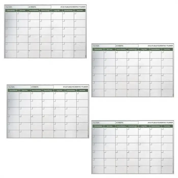 Manyetik Yapışkanlı Bir Aylık Program Planlayıcı Takvim 85x56 Cm Bx40