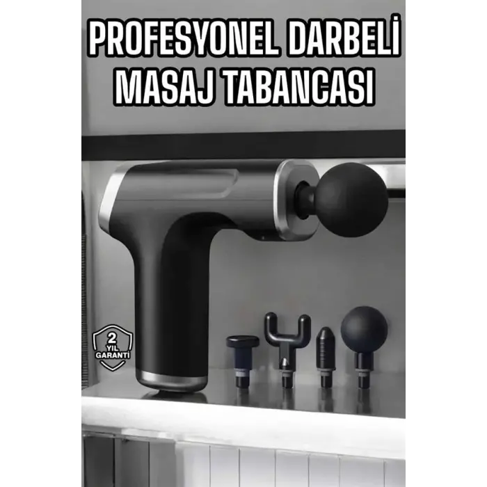 Masaj Tabancası 4 Başlıklı Kas ve Vücut Ağrıları İçin Şarjlı Darbeli