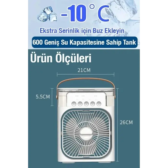 Masaüstü çok renkli 600ml 5 spreyli ışıklı vantilatör 2 yıl garantili - Elektronik