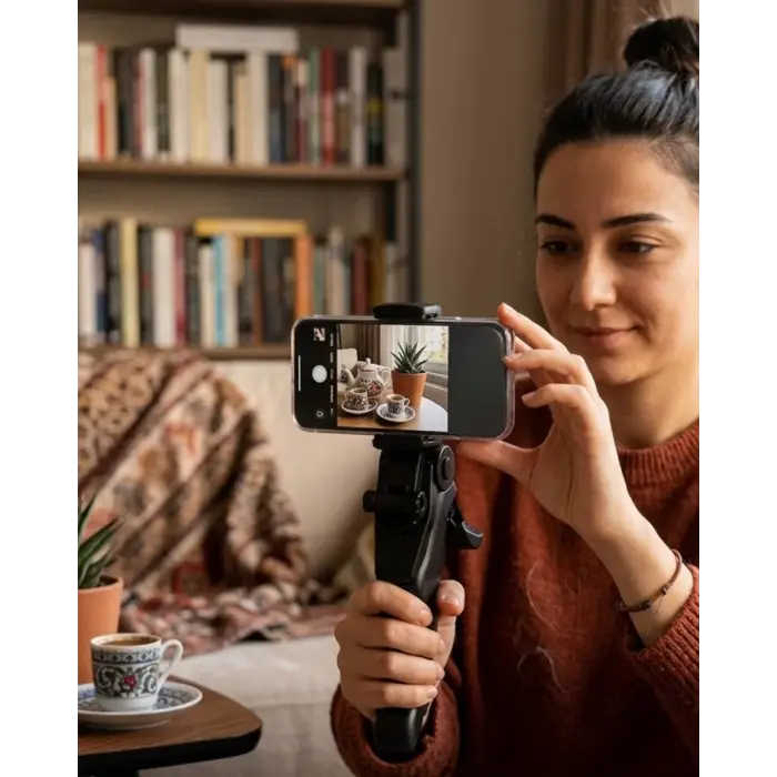 Masaüstü Telefon Tripodu Katlanabilir Telefon Tutucu Video Çekim Standı