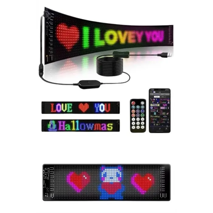 Matrix Led Cama Yapışan Telefon Kontrollü Panel Dijital Ekran Kumandalı