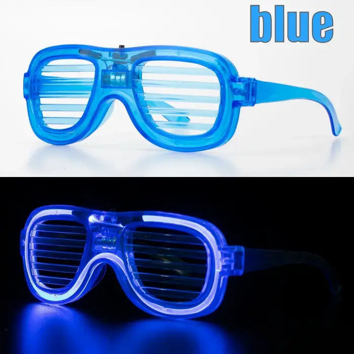 Mavi Led Işıklı Parti Gözlüğü - Neon Glow Şerit Gözlük 3 Modlu Bx40