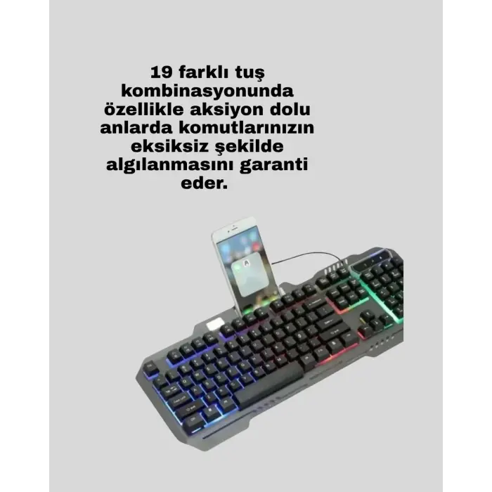 Mekanik Oyuncu Seti – LED Işıklandırma ve Ergonomik Mouse