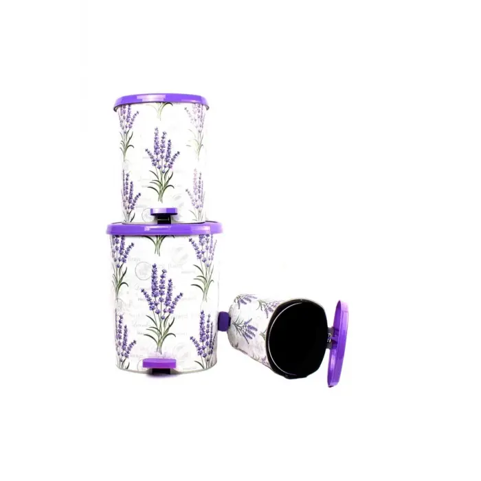 Metal 25 L beyaz mutfak tipi pedallı çöp kovası 3 adet set - 25 L Hacim - Ev & Mobilya
