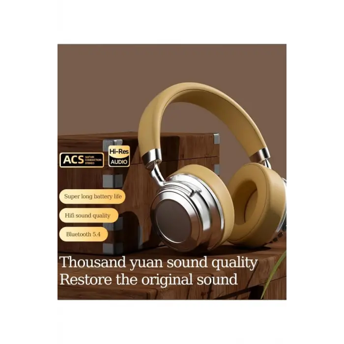 Metal Kulak Üstü Kablosuz Bluetooth Kulaklık Hybrid Anc Type-c Hızlı Şarj Bluetooth 6.0