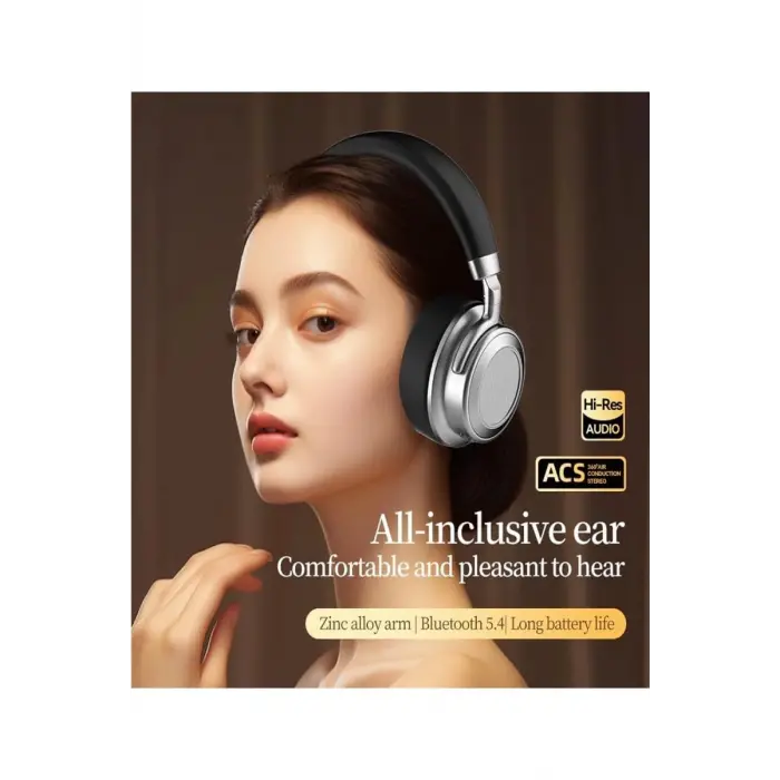 Metal Kulak Üstü Kablosuz Bluetooth Kulaklık Hybrid Anc Type-c Hızlı Şarj Bluetooth 6.0