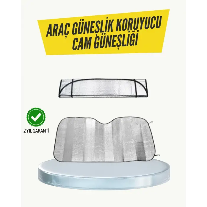 Metalize Reflektörlü Katlanabilir Araç Güneşliği – Yüksek Performanslı Isı ve UV Koruması