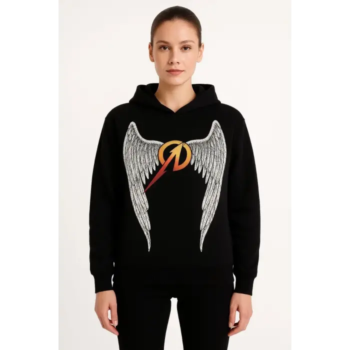 Metallica İki İplik Kapüşonlu Ön ve Arka Baskılı hoodie - Siyah