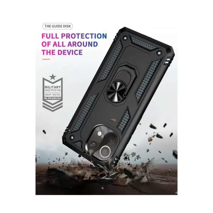 Mi 11 Lite Kılıf Sofya Yüzüklü  Kapak - Siyah