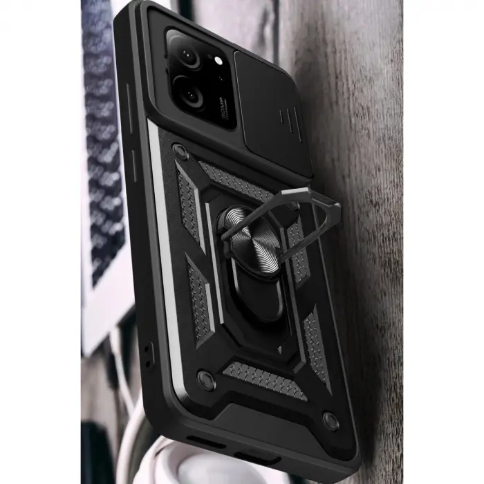 Mi 13t Pro Kılıf Pars Lens Yüzüklü  - Kırmızı