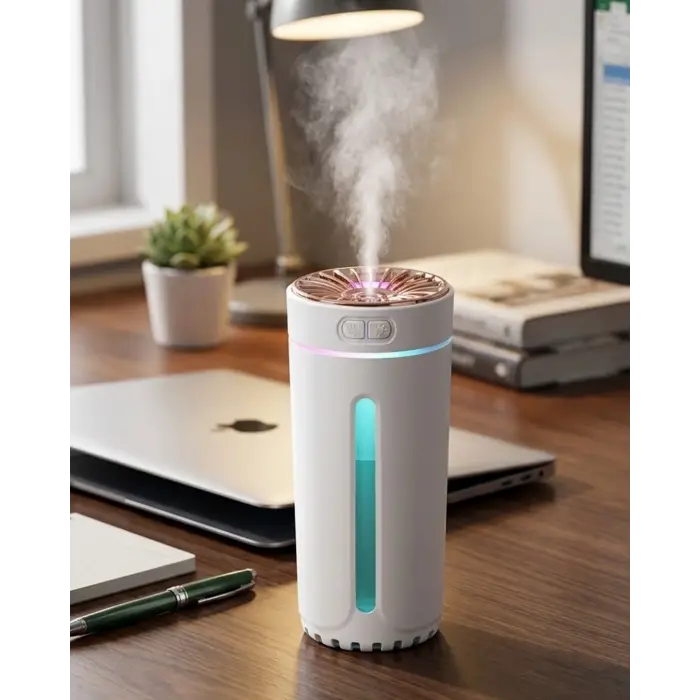 Mini Araç Nemlendirici 5 Esans Hediyeli USB Işıklı Koku Difüzörü