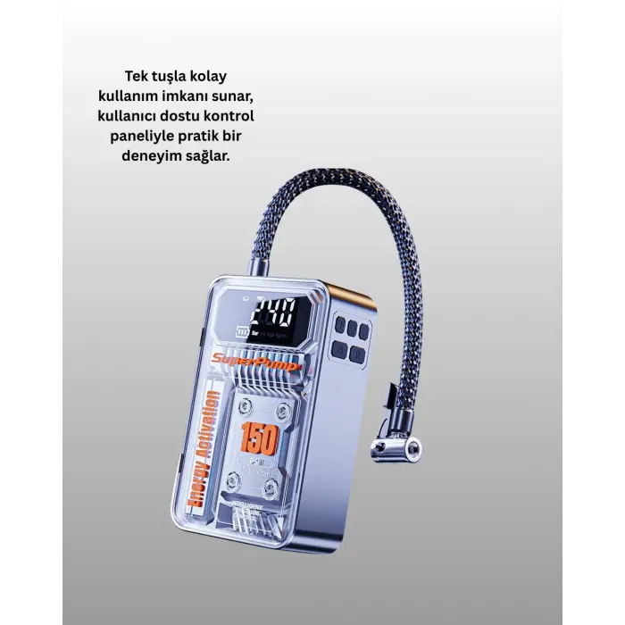 Mini Boy Elektrikli Şarjlı Yüksek Basınçlı Lastik Şişirme Pompası