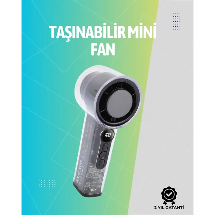 Mini El Fanı | 3000mAh Pil | Type-C Şarj Girişi | Kompakt ve Hafif Tasarım