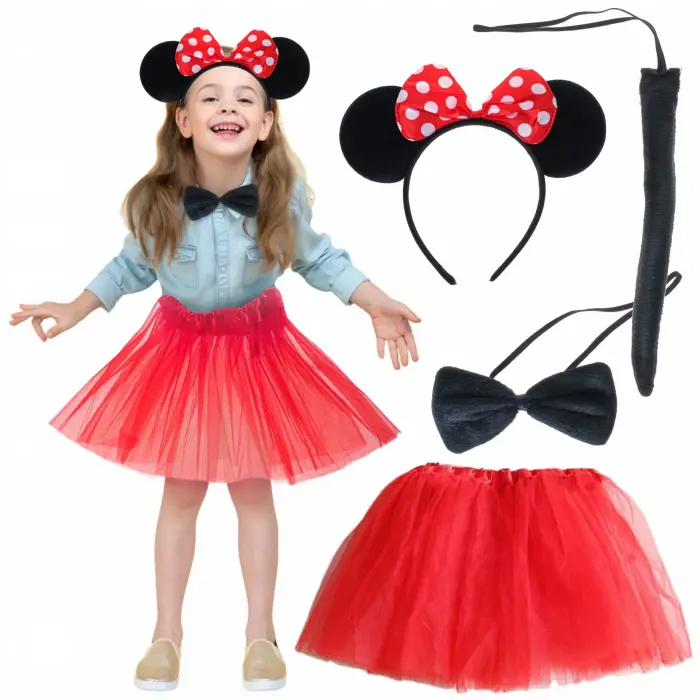 Minnie Mouse Kostüm Seti Etek Taç Kuyruk Papyon Gösteri Seti Bx40
