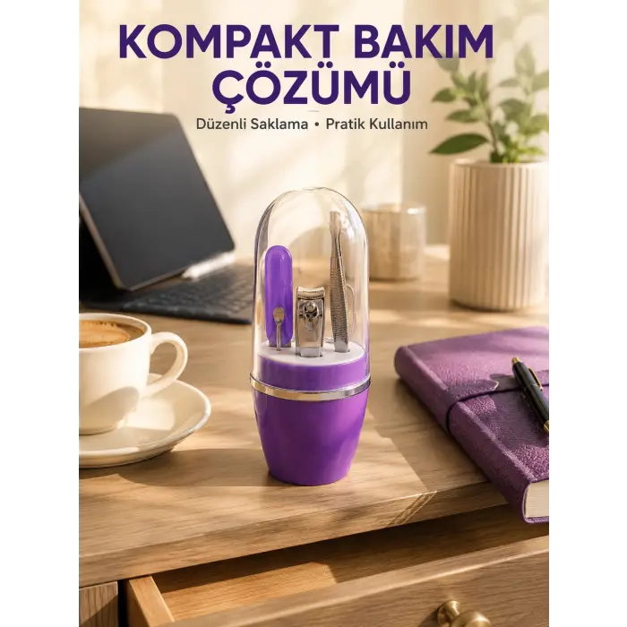 Mor Tırnak Bakım Seti Cımbız Makas Törpü ve Tırnak Makası