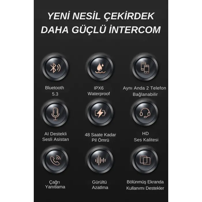 Motosiklet kask kulaklık Bluetooth 5.3 destekli intercom 2 yıl garantili Süresi Kategorisi