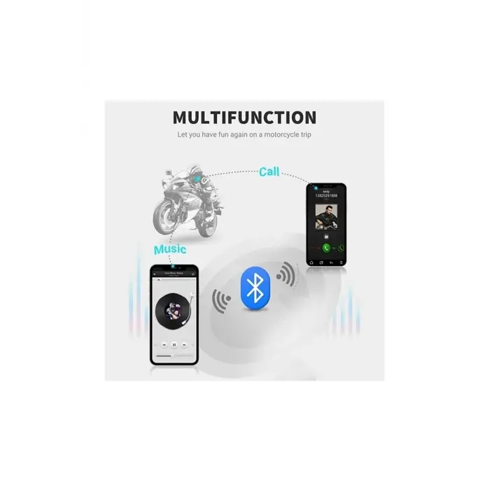 Motosiklet Kaskı için Şarj Edilebilir Bluetooth Intercom Kulaklığı ve Mikrofon Seti