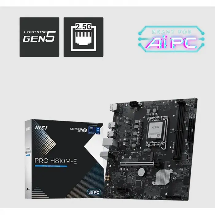 MSI PRO H810M-E DDR5 6400MT/S 1XHDMI 1XDP 1XM.2 USB 3.2 MATX 1851P (INTEL ULTRA PROCESSORS SERIES 2)