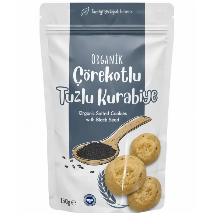 Natural Organik Çörekotlu Tuzlu Kurabiye 150gr