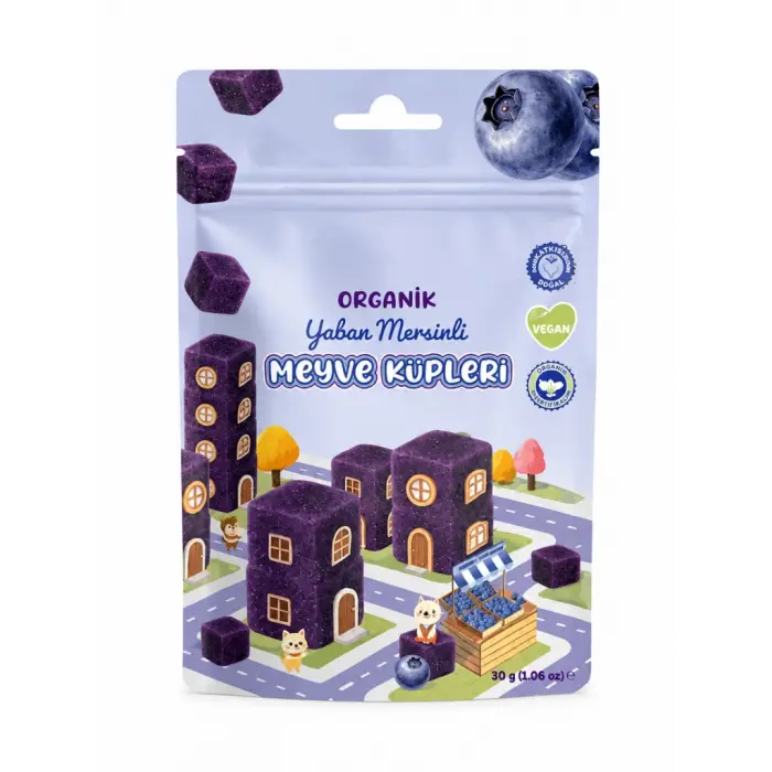 Natural Organik Yaban Mersinli Meyve Küpleri 30gr