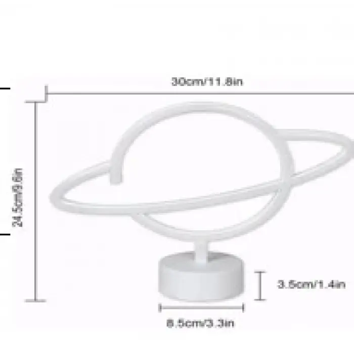 Neon Işıklı Satürn Lamba Pil+usb Mz-503