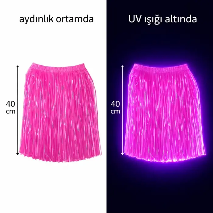 Neon Pembe Hawaii Parti Eteği 40 Cm Bx40