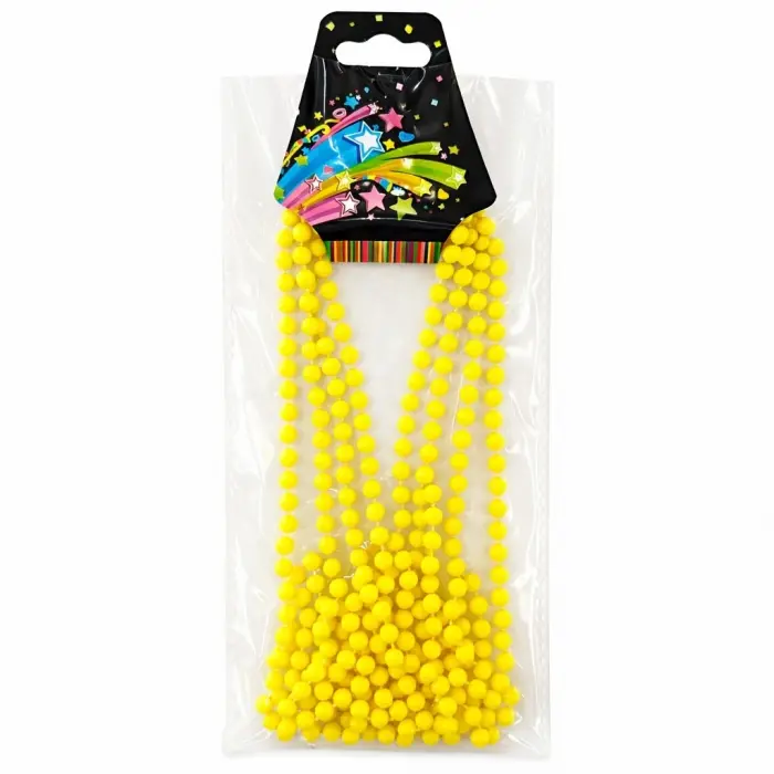 Neon Sarı Boncuk Kolye 80 Cm – Retro 80’ler 90’lar Parti Aksesuarı Bx40