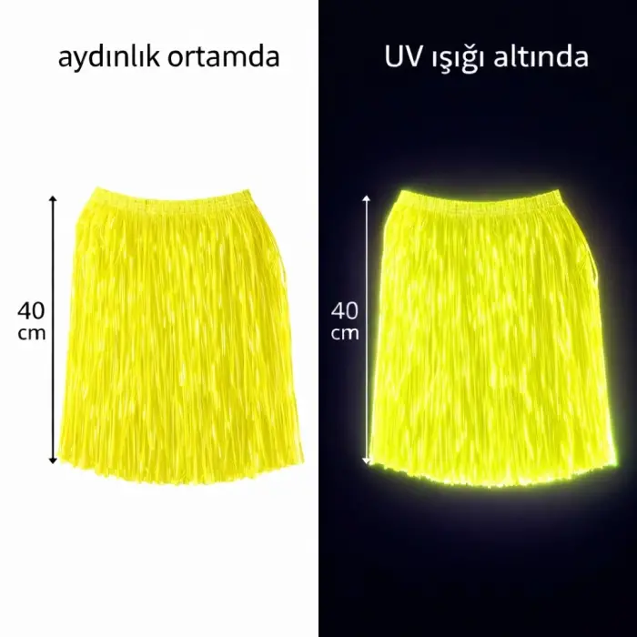 Neon Sarı Hawaii Parti Eteği 40 Cm Bx40
