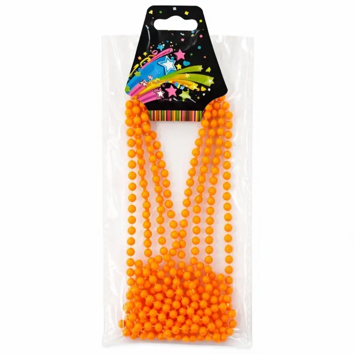 Neon Turuncu Boncuk Kolye 80 Cm – Retro 80’ler 90’lar Parti Aksesuarı Bx40