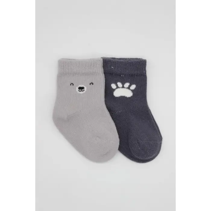 NessiWorld Bear Penye Soket Çorap 2Li BS10116 Gri
