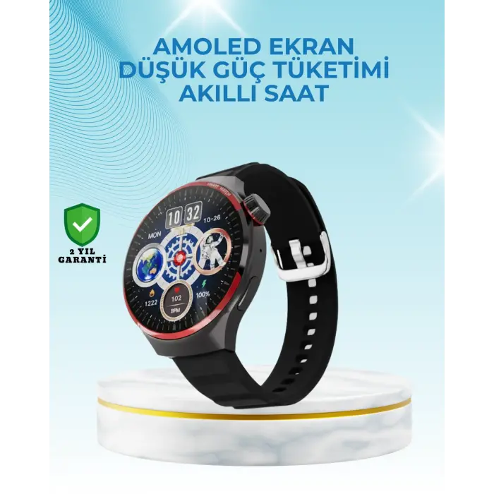 NFC Destekli Akıllı Saat AMOLED Ekranlı Şık Tasarım